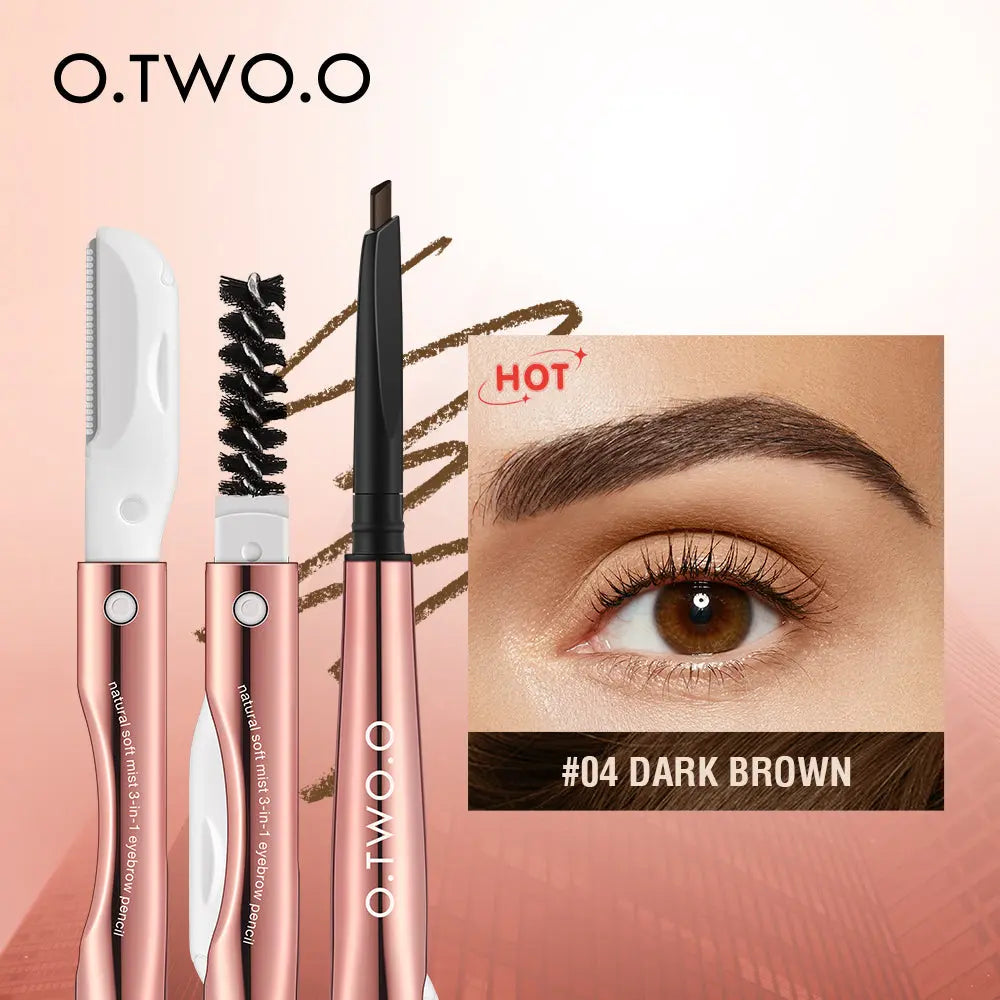 O.TWO.O 3 IN 1 Eyebrow Pen with Eyebrow scraper, brush, eyebrow pencil - O TWO O Cosmetics Qatar