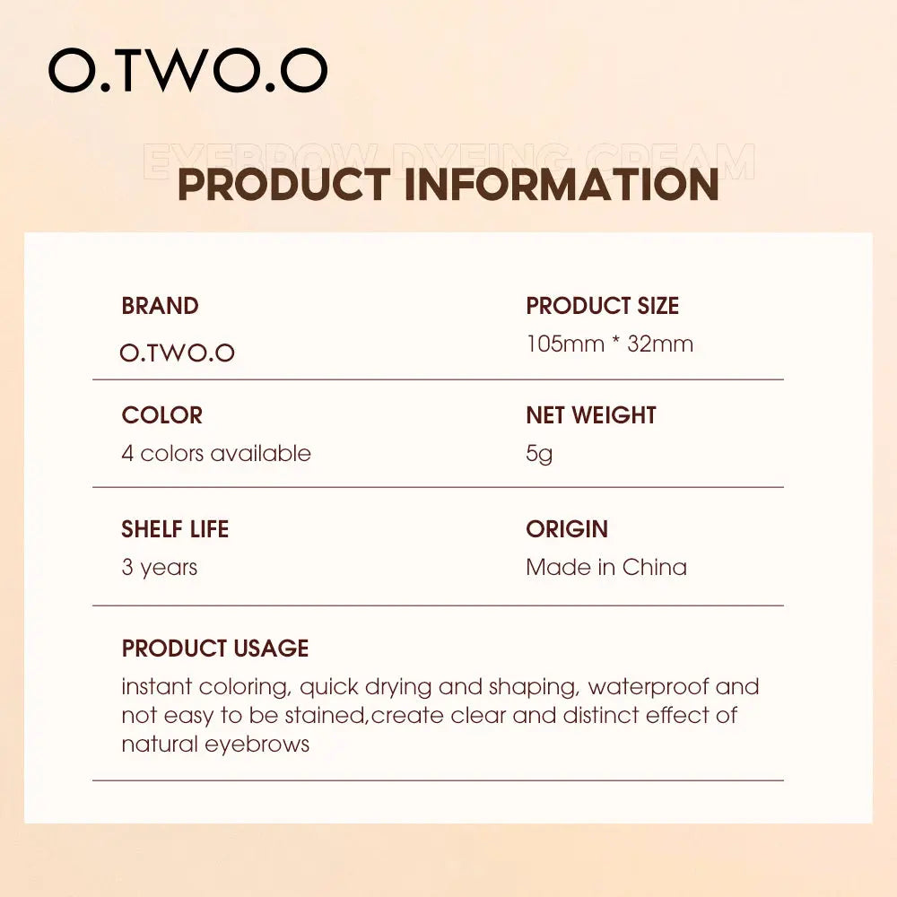 O.TWO.O Dyeing Eyebrow Cream - O TWO O Cosmetics Qatar