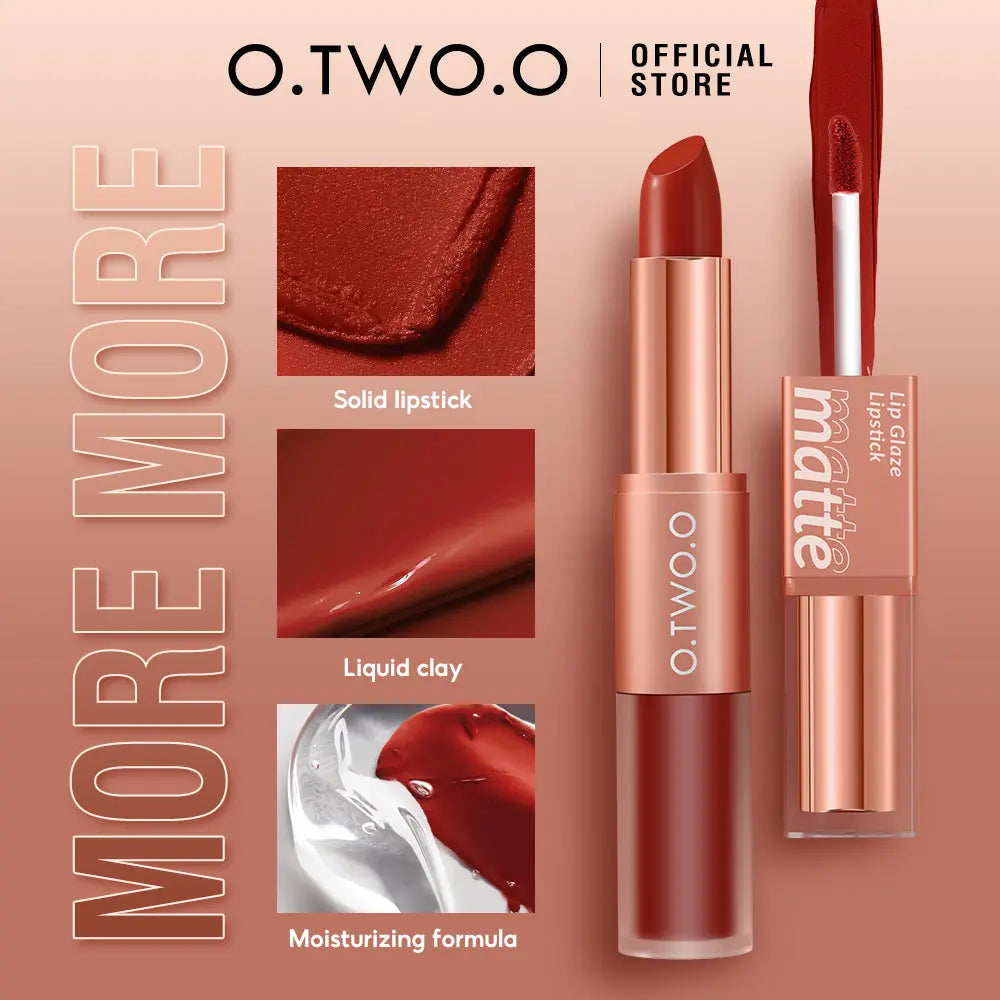 O.TWO.O  2 in 1 Lipstick Double Head Lipstick and Lip Mud - O TWO O Cosmetics Qatar