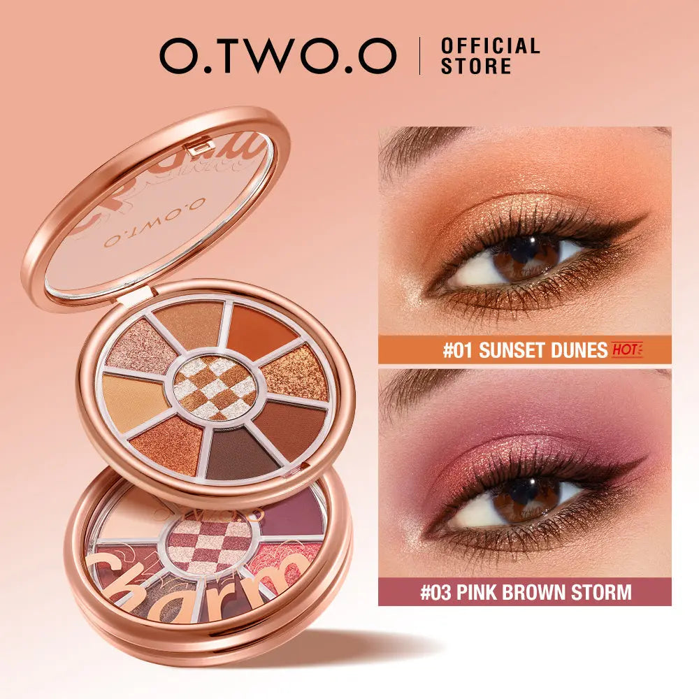 O.TWO.O Round Shape Eyeshadow Pallet with 2 Colors Series Earth brown Eye Shadow - O TWO O Cosmetics Qatar