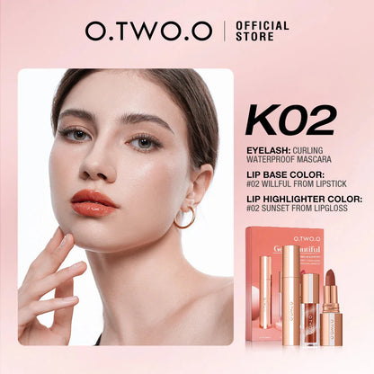 O.TWO.O Eye & Lip Makeup Set – Long-Lasting Lipstick & Mascara Beauty Duo