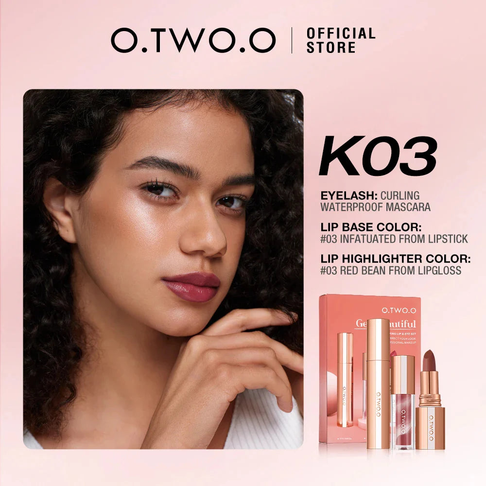 O.TWO.O Eye & Lip Makeup Set – Long-Lasting Lipstick & Mascara Beauty Duo