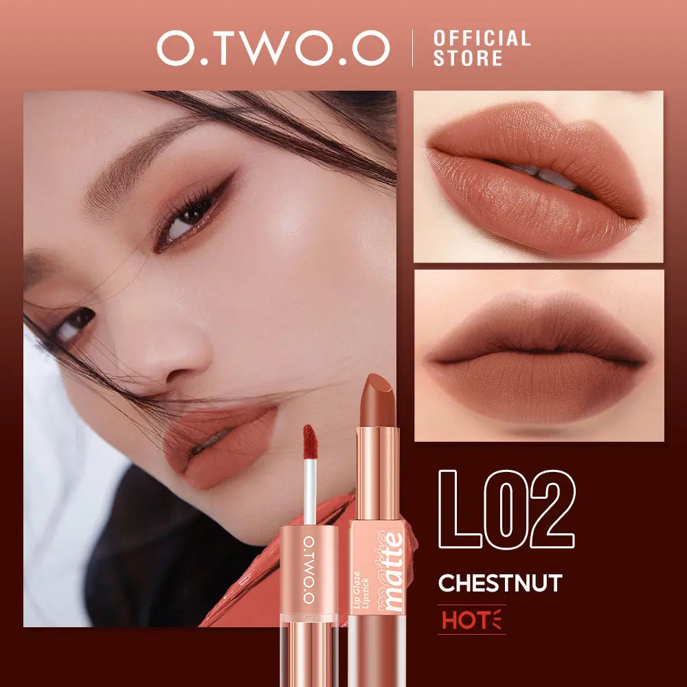 O.TWO.O  2 in 1 Lipstick Double Head Lipstick and Lip Mud - O TWO O Cosmetics Qatar