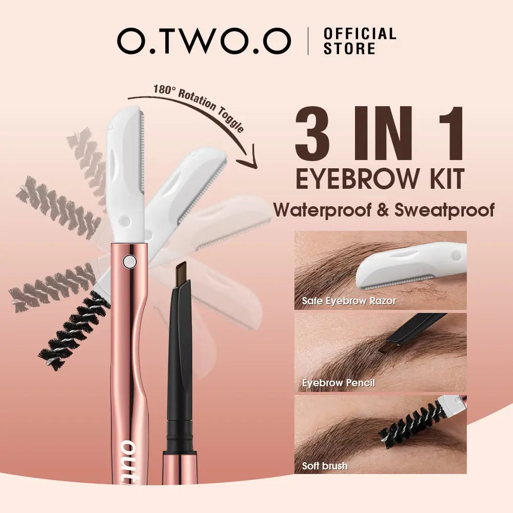 O.TWO.O 3 IN 1 Eyebrow Pen with Eyebrow scraper, brush, eyebrow pencil - O TWO O Cosmetics Qatar