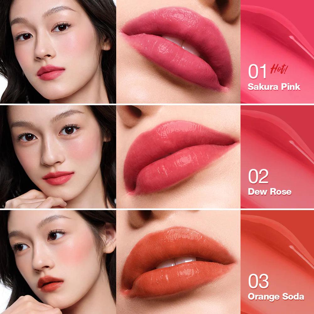 O.TWO.O Multi-Purpose High Pigment Lip Tint Long-Lasting Cheek Blush Liquid Gloss